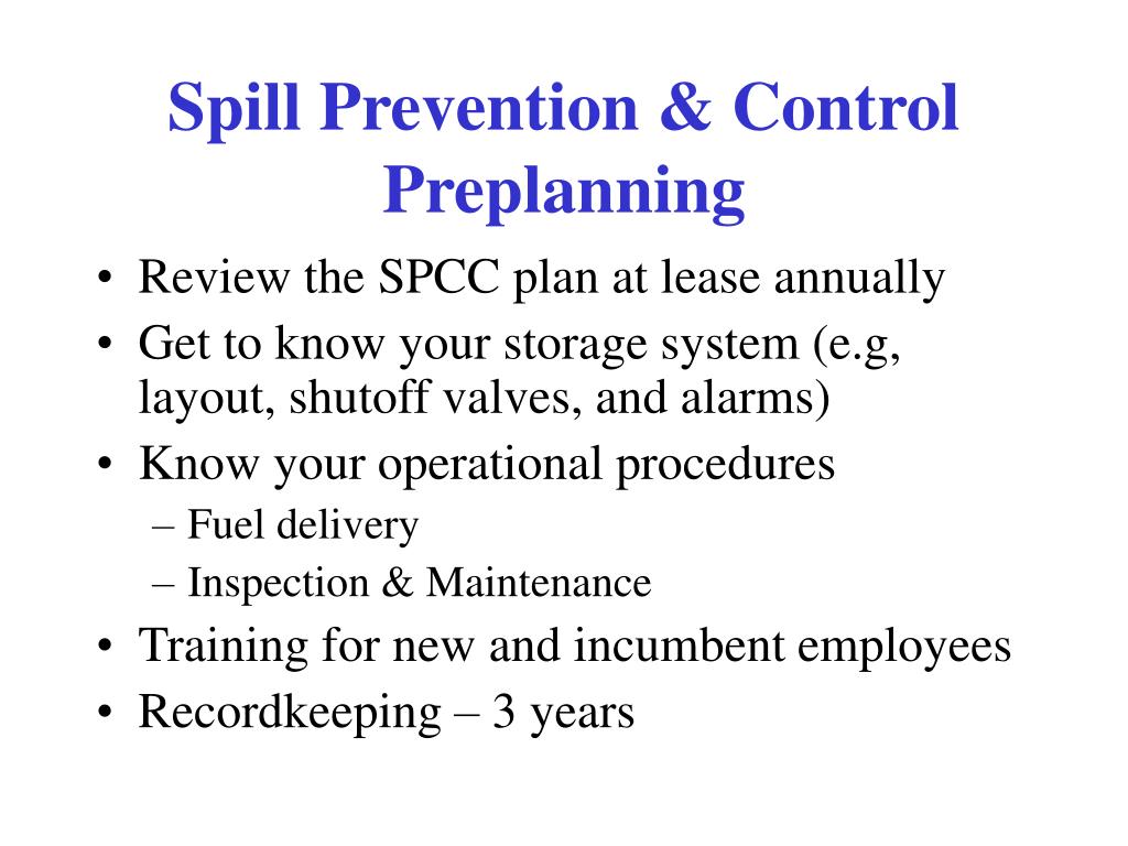 Spill Prevention Plan Template Spill Prevention Plan Template
