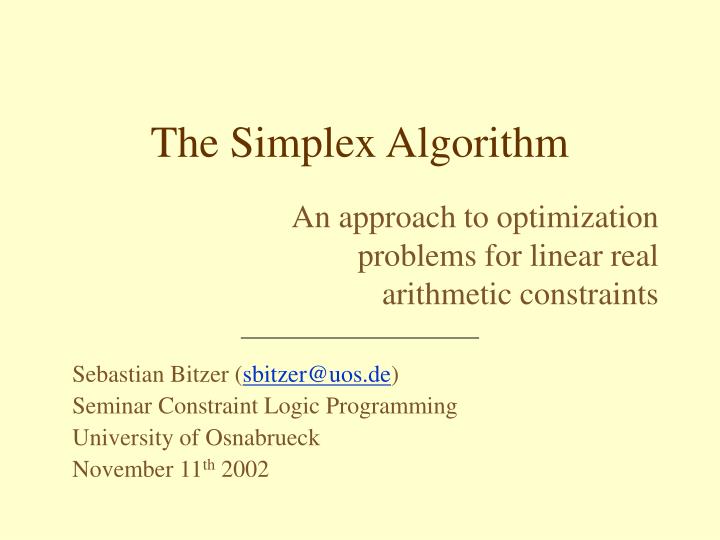 the simplex algorithm n.