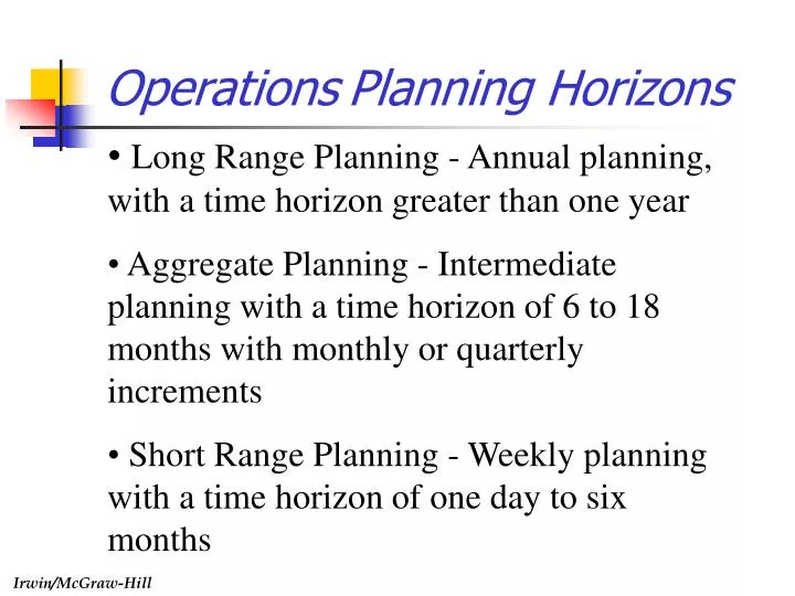 PPT Operations Planning Horizons PowerPoint Presentation, free