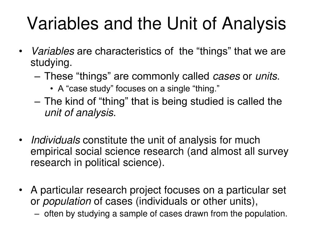 what is unit of analysis in quantitative research