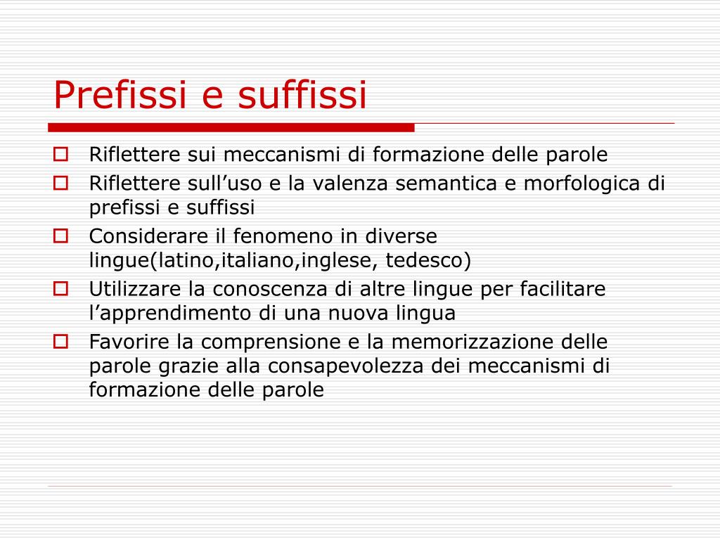 Oltre Al Di Là Nei Prefissi PPT - Prefissi e suffissi PowerPoint Presentation, free download - ID