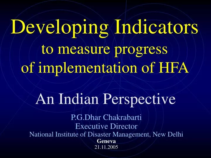 developing indicators to measure progress of implementation of hfa n.