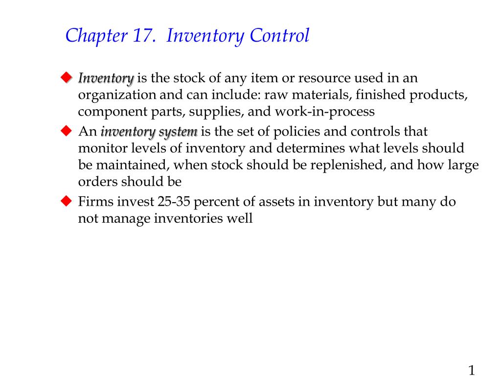 Ppt - Chapter 17. Inventory Control Powerpoint Presentation, Free 