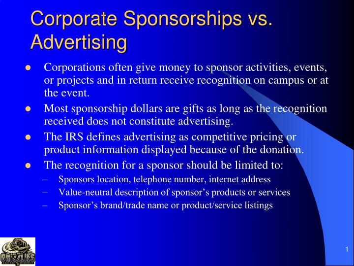 corporate sponsorships vs advertising n.