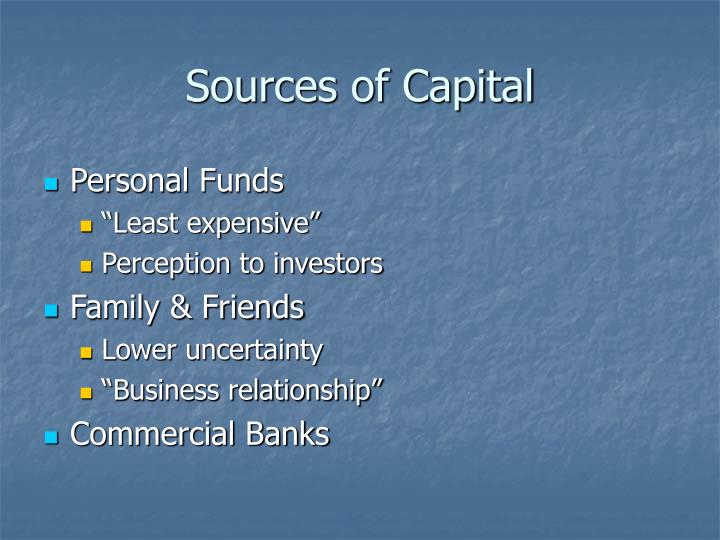sources of capital in business plan