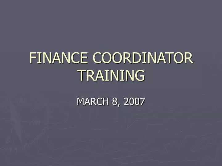 finance coordinator training n.