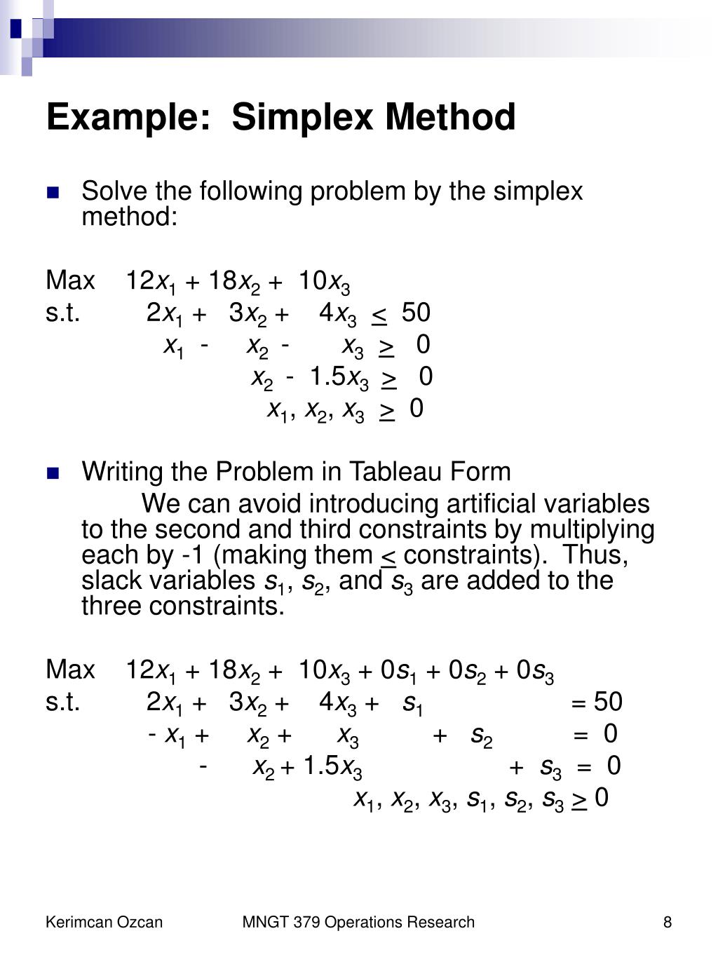 solved problems linear programming simplex method