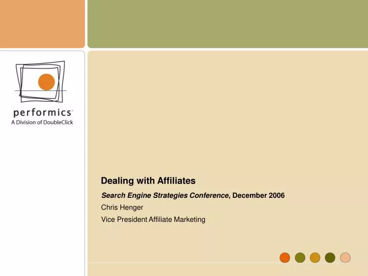dealing with affiliates n.