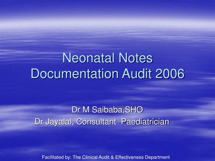 PPT - Neonatal Notes Documentation Audit 2006 PowerPoint Presentation ...