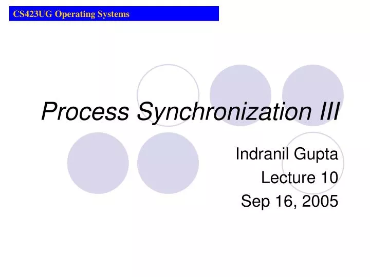 process synchronization iii n.