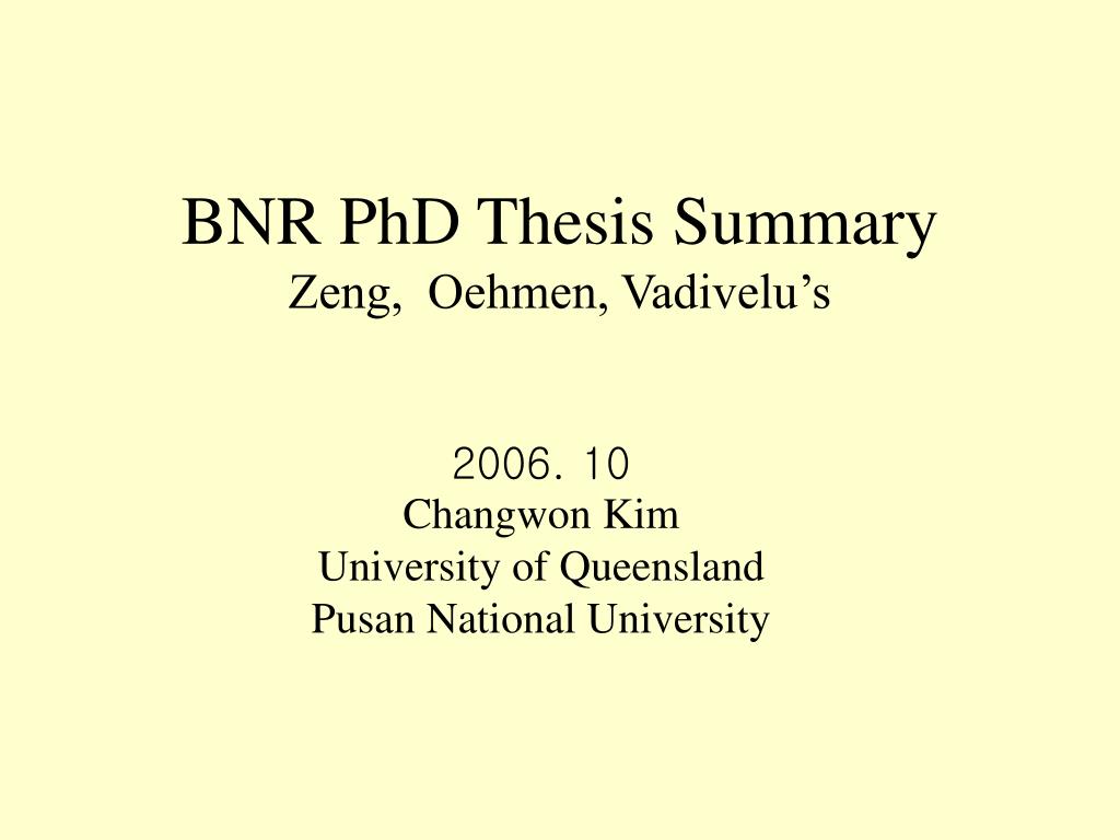 Synopsis thesis phd