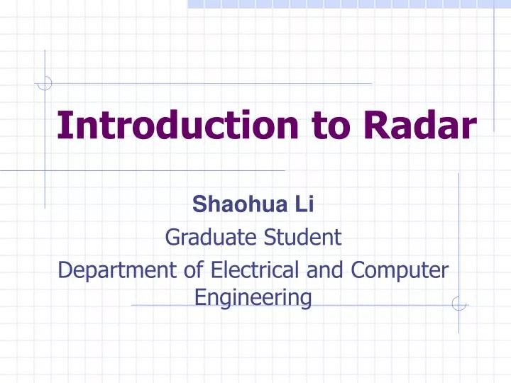 an introduction to the analysis of radar an introduction to the analysis of radar