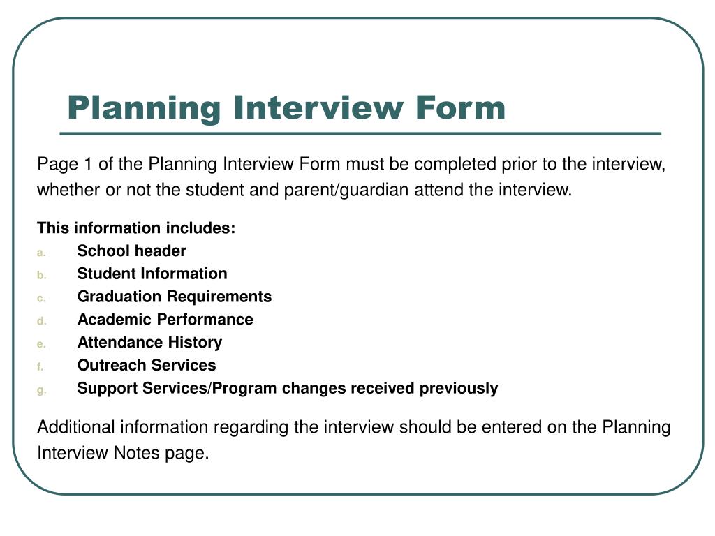 PPT - Planning Interview Process March 2011 PowerPoint Presentation