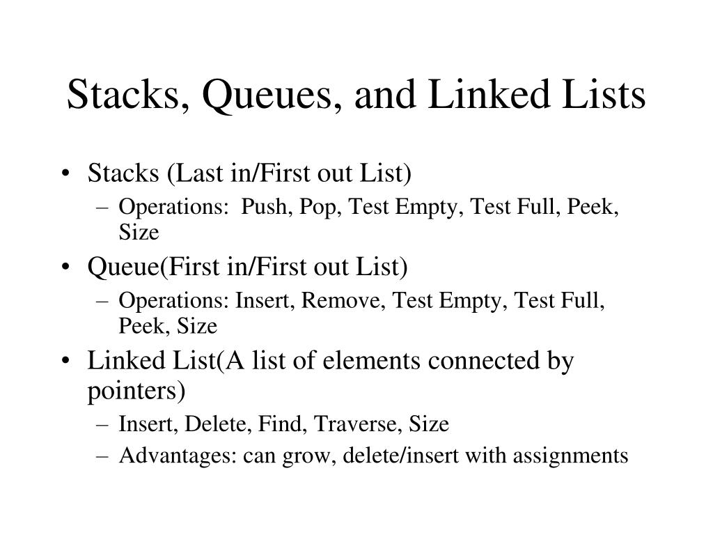 difference between array linked list stack and queue