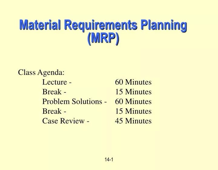 PPT Material Requirements Planning MRP PowerPoint Presentation 