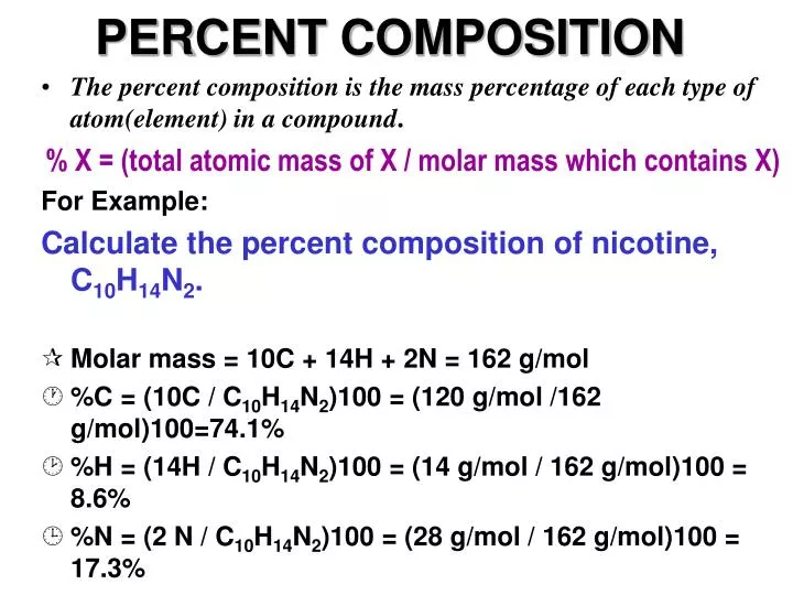 composition percent mass percentage compound atomic ppt powerpoint element each presentation atom slideserve