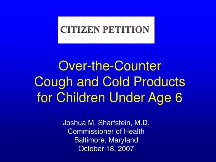 over the counter cough and cold products for children under age 6 n.