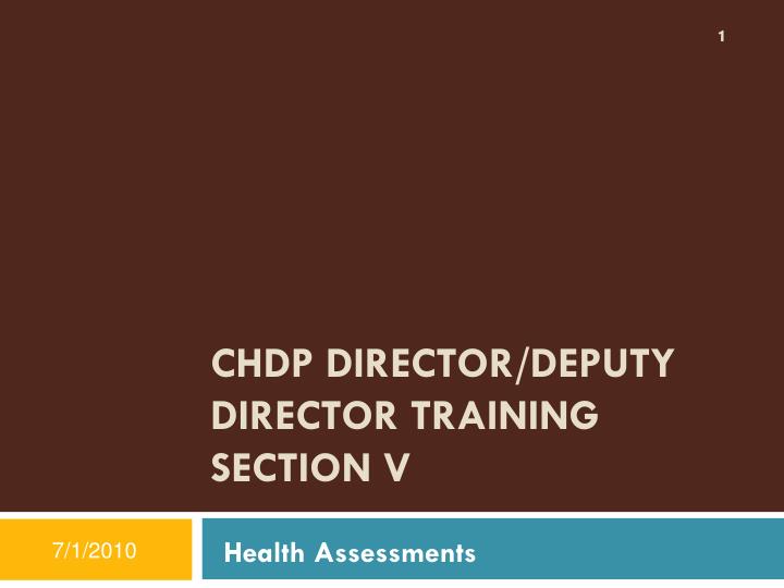 chdp director deputy director training section v n.