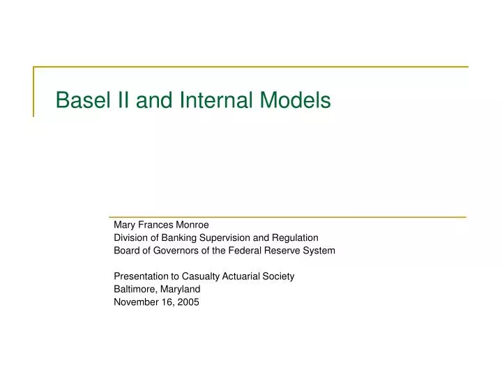 PPT Basel II and Internal Models PowerPoint Presentation, free