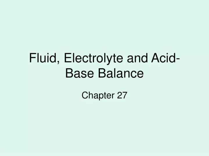 fluid electrolyte and acid base balance n.