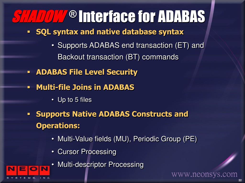 10 th Natural Conference October 29, 2001 High Performance Web-enablement of ADABAS/Natural using Shadow Direct and Sha