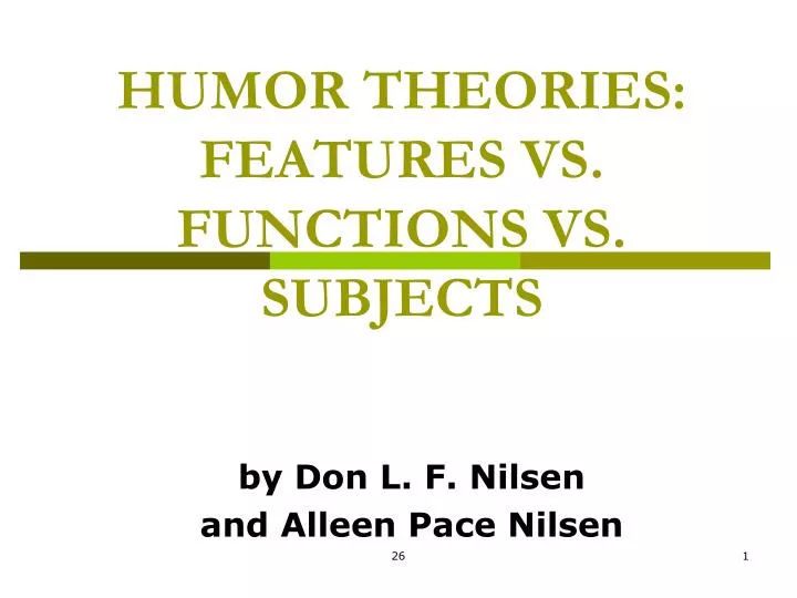 humor theories features vs functions vs subjects n.