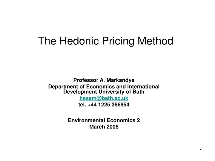 the hedonic pricing method n.