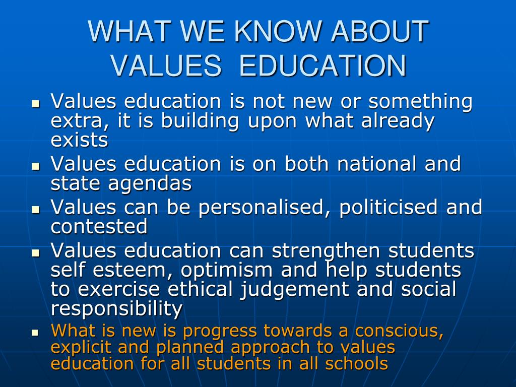 topic on value based education
