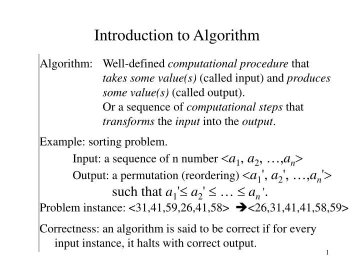 PPT - Introduction to Algorithm PowerPoint Presentation, free download ...