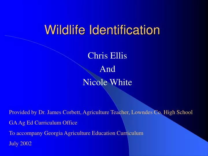 wildlife identification n.