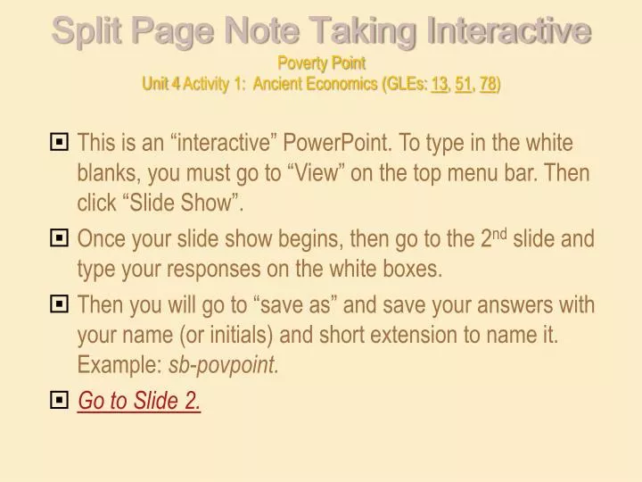 Ppt Split Page Note Taking Interactive Poverty Point Unit 4 Split Page Note Taking Interactivepoverty Pointunit 4 Activity