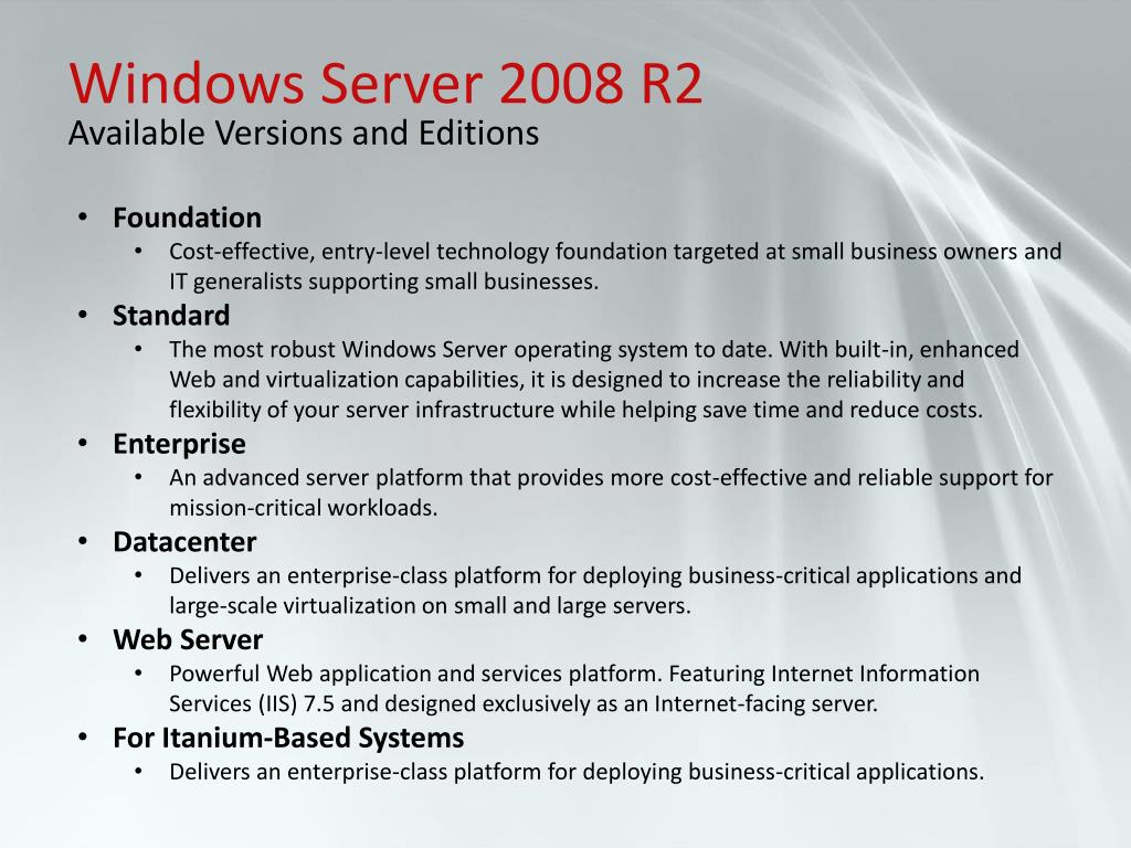 PPT - Windows Server 2008 R2 PowerPoint Presentation, free download -  ID:481441