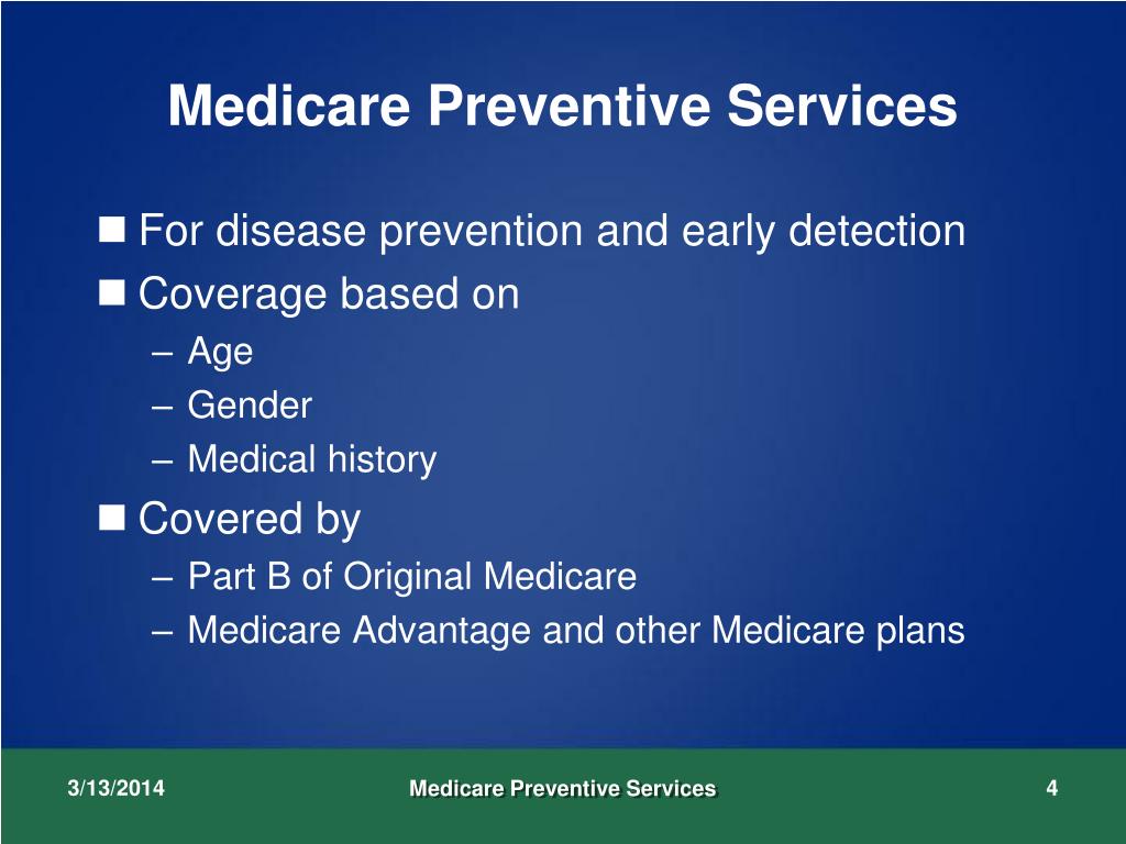PPT Medicare Preventive Services PowerPoint Presentation, free