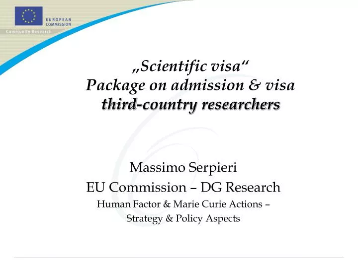 scientific visa package on admission visa third country researchers n.