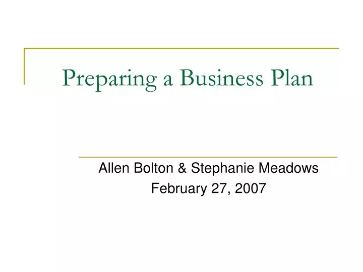 preparing a business plan n.