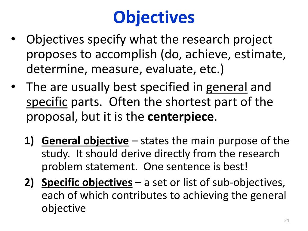 research objectives general and specific