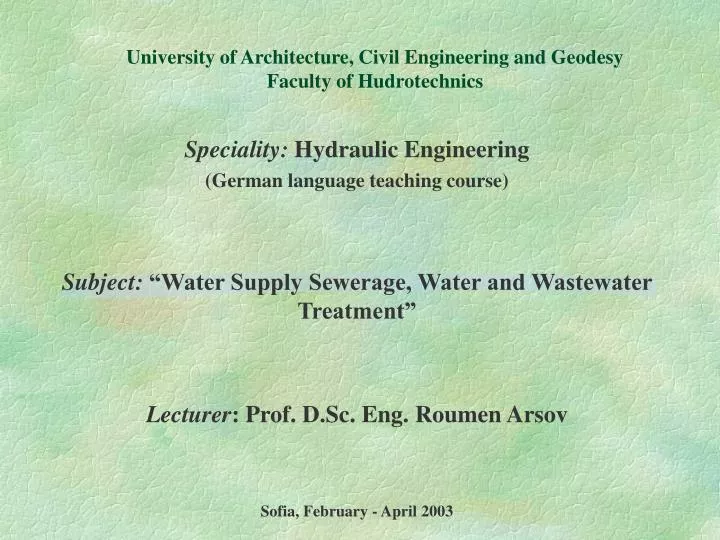 PPT - University Of Architecture, Civil Engineering And Geodesy Faculty ...