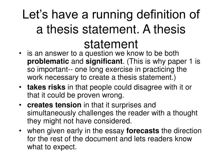 thesis statement in running