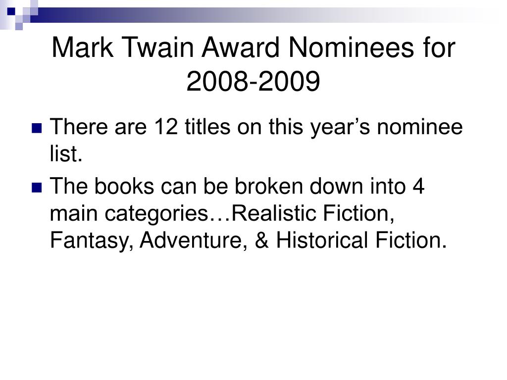 PPT Mark Twain Award Nominee Books PowerPoint Presentation, free