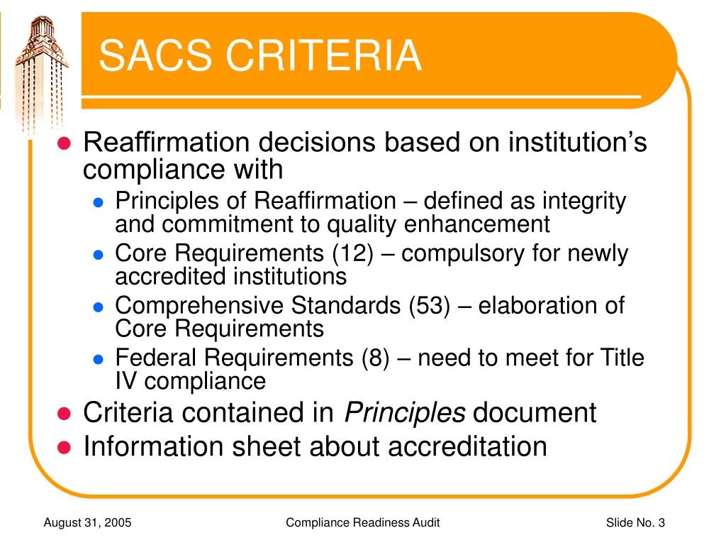PPT SACS COMPLIANCE READINESS AUDIT PowerPoint Presentation, free