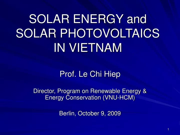 solar energy and solar photovoltaics in vietnam n.