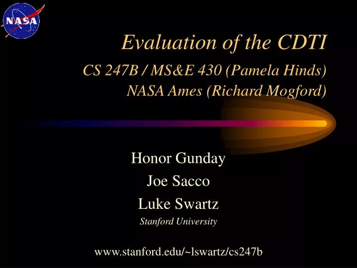 evaluation of the cdti cs 247b ms e 430 pamela hinds nasa ames richard mogford n.
