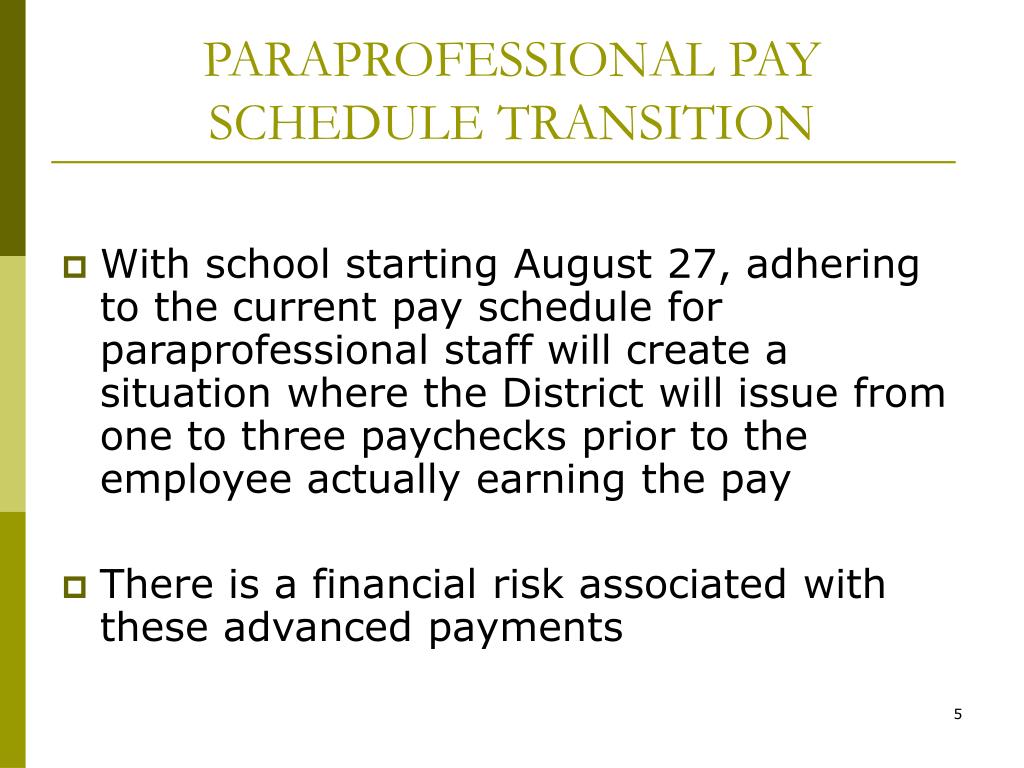 PPT PARAPROFESSIONAL PAY SCHEDULE TRANSITION PowerPoint Presentation