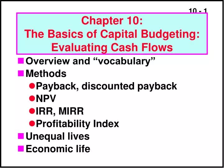 chapter 10 the basics of capital budgeting evaluating cash flows n.