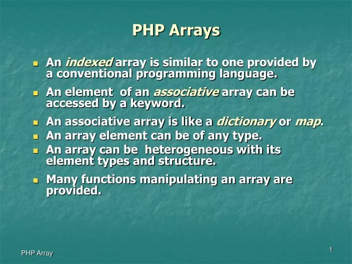 PPT - PHP Arrays PowerPoint Presentation, free download - ID:48810