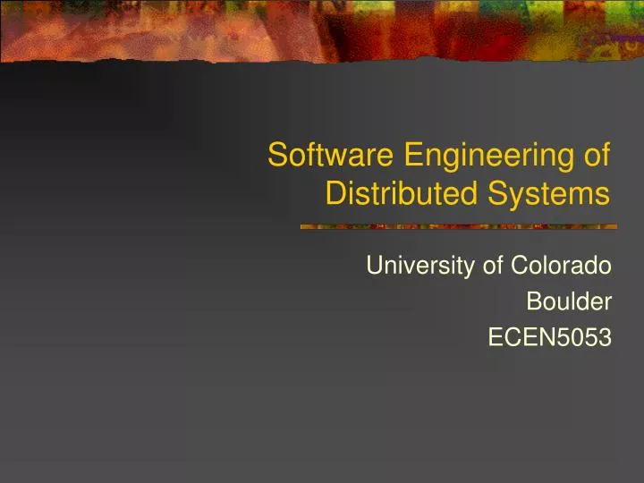 software engineering of distributed systems n.