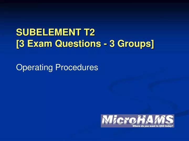subelement t2 3 exam questions 3 groups n.