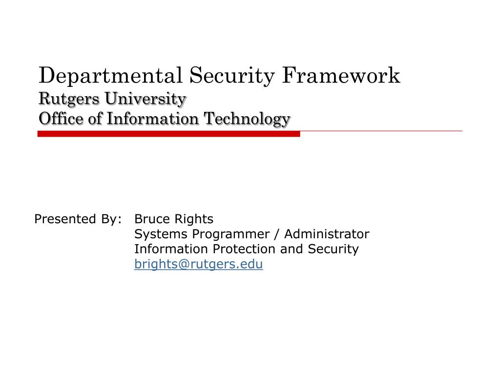 PPT - Departmental Security Framework Rutgers University Office of Pertaining To Rutgers Powerpoint Template