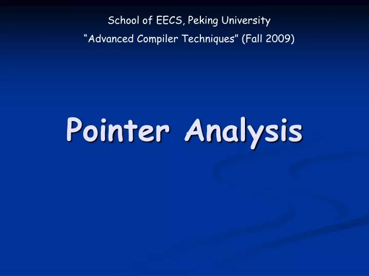 pointer analysis n.