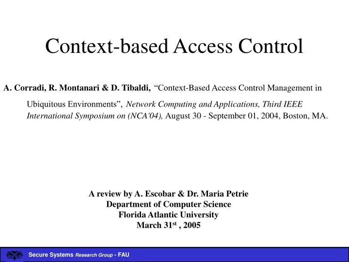 PPT Contextbased Access Control PowerPoint Presentation, free